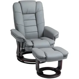 Homcom Relaxsessel Kunstleder 85 x 106 x 82 cm Grau mit Hocker