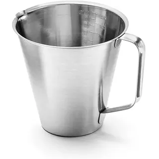 Forgast Edelstahlkanne mit Messbecher, konische Form, Messung alle 100 ml, Fassungsvermögen 1 l, Höhe 13 cm, Durchmesser 13.5 cm, Measuring cups, Edelstahl Krug mit Messbecher, Küchenzubehör