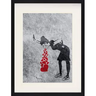 1art1 Streetart Poster Lovesick Girl, Banksy Gerahmtes Bild Mit Edlem Passepartout | Wand-Bilder | Im Bilderrahmen 80x60 cm
