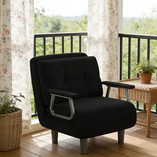 Fabulcozy Schlafsessel 3 in 1 Mit Bettfunktion, Verstellbarer Rückenlehne 5 Winkel, Einzelsofa Mit Armlehnen, Klappsofa Futon Couch, Gästebett für Wohnzimmer, Schlafzimmer