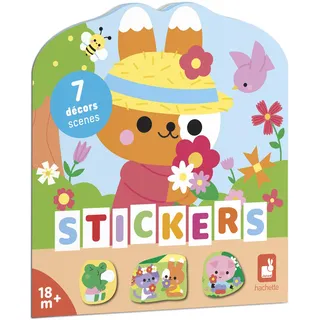 Janod - Stickerheft Ab 18 Monate - Thema Land - 12 Seiten zum Dekorieren - Kreatives Gestalten - Kind - Lernen Feinmotorik & Konzentration