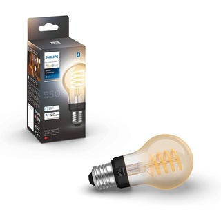 Philips Hue White Ambiance E27 Filament Lampe Einzelpack (550 lm), dimmbare LED Lampe für das Hue Lichtsystem mit allen Weißtönen, smarte Lichtsteuerung über Sprache und App