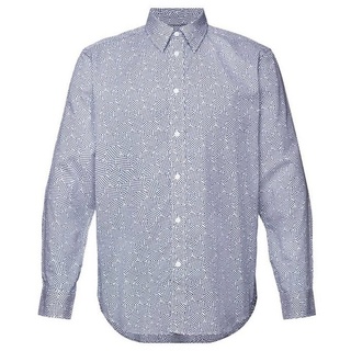 Esprit Langarmhemd Gemustertes Hemd, 100 % Baumwolle weiß L