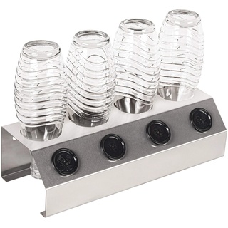 RICOO Flaschenhalter für Soda Stream aus Edelstahl 4er Abtropfgestell STS-014 Abtropfhalter Abtropfständer Flaschenkörbe Flaschenständer Flaschen Halterung Abtropfbehälter Glaskaraffen