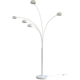P & B Bogenleuchte, Weiß, Metall, 150x205x36 cm, schwenkbar, Flexarm, Lampen & Leuchten, Innenbeleuchtung, Stehlampen, Bogenlampen