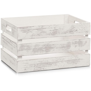 Zeller 15131 Aufbewahrungs-Kiste, Holz, Vintage weiß, 35 x 25 x 20 cm