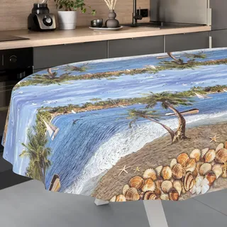 ANRO Wachstuch-Tischdecke abwaschbar Oval 240 x 140 cm Bunt