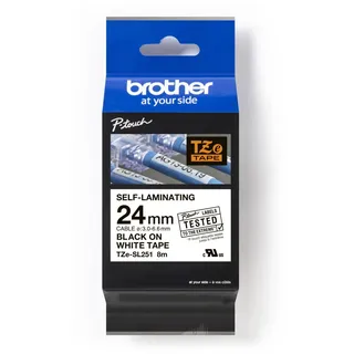 Brother TZe-SL251 24mm weiß/schwarz selbstlaminierend 8m