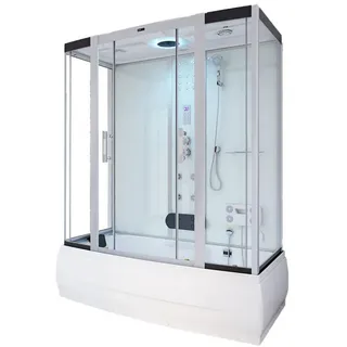 Home Deluxe Dampfdusche mit Whirlpoolfunktion und LED-Beleuchtung DIAMOND BIG - 190 x 100 cm Weiß,