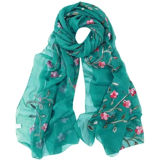 Modaworld Seidenschal Damen Warm Weich Seidentuch Herbst Winter Retro Gedruckt Schal Farbige Streifen Blumenmuster Lange Halstücher Sonnenschut Stola Ganzjährig