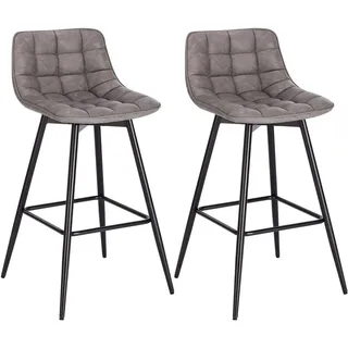 Woltu Barhocker 2er Set Kunstleder Metall 2x Ergonomisch Dunkelgrau