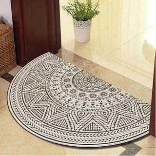 Guest Ruyunlai Halbrunde Bodenmatte Anti Rutsch Fussmatte fußmatte türmatte draußen Vintage Teppich fussmatte aussen Doormat fußmatten graue Sonne 50x80cm