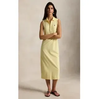 Polo Ralph Lauren für Damen. 211968292005 Polokleid aus Stretch-Baumwolle gelb (XL), Lässig, Ärmellos / Hosenträger