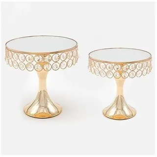 SET 2x Dekoratives Tablett d 20/25 cm golden - Gold