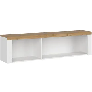 KONSIMO® Wandregal DAMINO Wandregal, mit Türe, mit Schublade, mit Einlegeböden, glänzend, zeitloses Design weiß