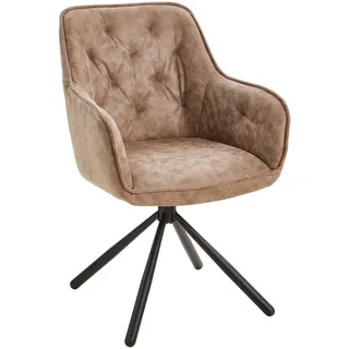 Livetastic Armlehnstuhl, Braun, Holz, Metall, Textil, Pappel, Sperrholz, Füllung: Schaumstoff, konisch, 61x91x59 cm, Esszimmer, Stühle, Esszimmerstühle, Armlehnenstühle