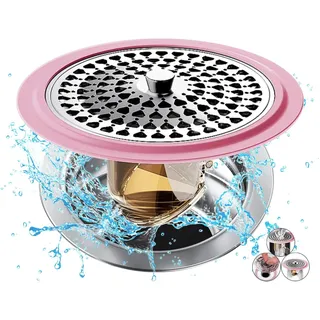Abflusssieb Dusche, Abflusssieb Silikon und Edelstahl Haarsieb Badewanne Abflussabdeckung, Haarfänger Dusche für Badezimmer Badewanne und Küche