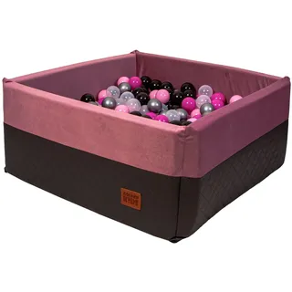 GoldenGroup Bällebad Baby 120x120 cm - Spielzeug - Ball Pool - Indoor Spielplatz - Quadratische Schaumstoff - Kinder - Ohne Bälle - Rosa/Graphit