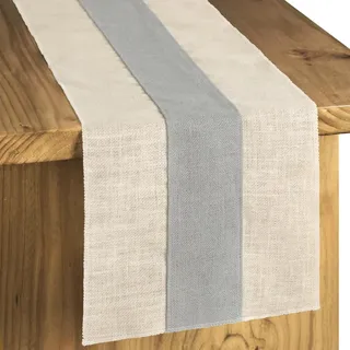 YCOLL Natur Sackleinen Jute Tischläufer Beige und Grau Tischdekoration,Rustikaler Landhausstil Läufer für Hochzeitsdeko, Esstisch, Veranstaltung, Küche, Urlaubsdeko 30x240 cm