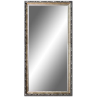 120 x 60 cm, 60 x 120cm Spiegel mit Rahmen, Badezimmerspiegel Antik, Alte Spiegel, Handgefertigte, Stabiler Rückwand, Rahmenleiste: 60 mm breit und 45 mm hoch, Rahmen Farbe: Gold- Silber
