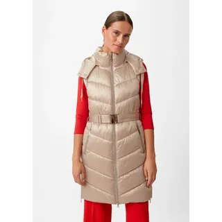 comma Outdoorjacke Outdoor-Weste Lange Steppweste mit Taillengürtel beige 40 EU