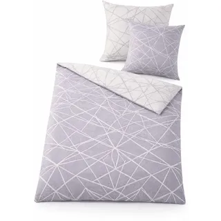 Dormisette Bettwäsche biber Bettbezug 135x200 80x80 warm weihnachten geometrisch Grafisch, Biber, 2 teilig, Frühling Sommer Geschenke 135x200 baumwoll biber weiß grau geometrisch grau