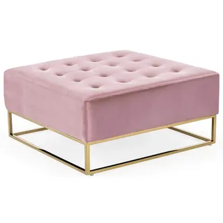 Menzzo Hudson Quadratischer Polsterhocker mit Samtbezug Rosa