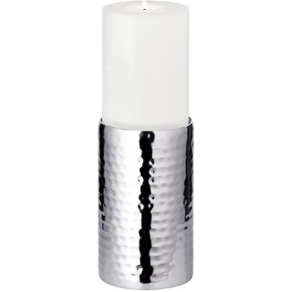 EDZARD Kerzenleuchter Agadir (Ø 8,5 cm, H 15 cm) aus Edelstahl - Kerzenhalter, Kerzenständer Silber für Stumpenkerzen - Deko Kerzen, Tischdeko, Silber Deko für Kerzen - Silber Kerzenteller