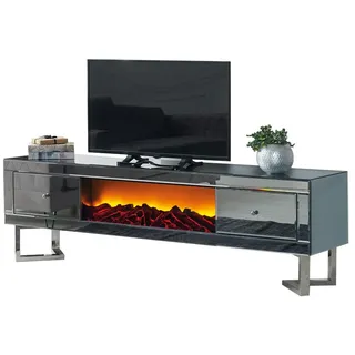 JVmoebel Lowboard Elektrokamin Sideboard Kamin Sideboard Media rtv lowboard tv ständer (1 St., TV Ständer), Made in Europa grau