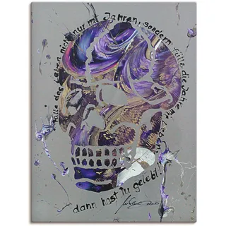 Wandbild ARTLAND "Totenkopf 3" Bilder Gr. B/H: 60 cm x 80 cm, Leinwandbild Körper Hochformat, 1 St., lila Kunstdrucke
