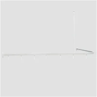 Euroshowers GmbH Duschvorhangstange Profi 90 x 170 cm L-Förmiges Duschstangen-Set Weiß Aus Aluminium, Wand, Schrauben, Aluminium, Inklusive Deckenhalterung 60cm,Verbindungsstücken und 24 Vorhanghaken weiß