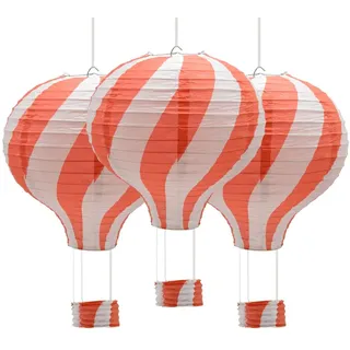 Ruidee 3 Stück Heißluftballon Papierlampion 12 inch Papier Laterne Deko Set für Hochzeit, Geburtstag, Jubiläum, Weihnachten, etc (Red)