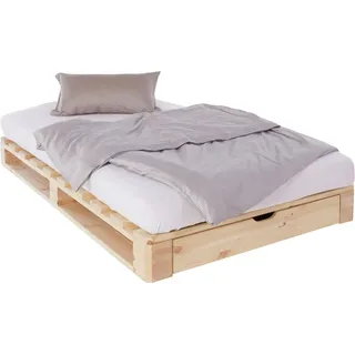 Home Affaire Palettenbett »"ALASCO " BESTSELLER! Mit Schublade«, zertifiziertes Massivholz, erweiterbar zum Doppel- oder Familienbett, beige