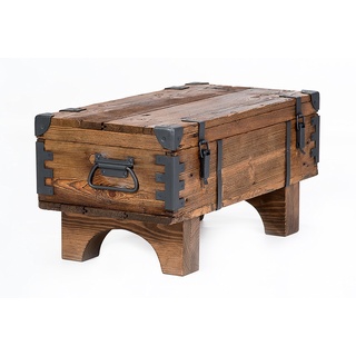 Alte Truhe Kiste Tisch Shabby Chic Holz Beistelltisch Holztruhe Couchtisch 37 cm Höhe / 38,5 cm Tiefe / 77 cm Breite
