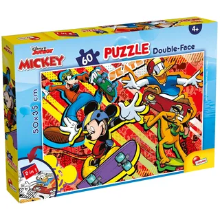 Lisciani - DISNEY Mickey Mouse Geduldsspiel - Puzzle ab 4 Jahren - Double Face 2 in 1: Plus Legespiel & Malspaß - 60 Teile - Format 50 x 35 cm - Lernspiel für Kinder und Disney Klassik Fans Set
