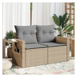 vidaXL Gartensofa 2-Sitzer Loungesofa beige