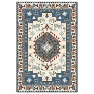 Vintage Teppich Wohnzimmer Waschbarer - Orientalisches Ethno Stil, Weicher Retro Kurzflor Teppiche, Rutschfest & Faltbar, Pflegeleicht für Schlafzimmer, Flur & Esszimmer Büro, 180x250 cm, A5