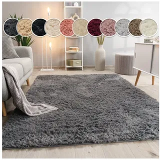 Paco Home Silky 591 Hochflorteppich 60 x 100 cm Grau
