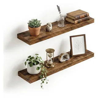 Relaxdays Wandregal 80 x 20 x 4 cm Braun