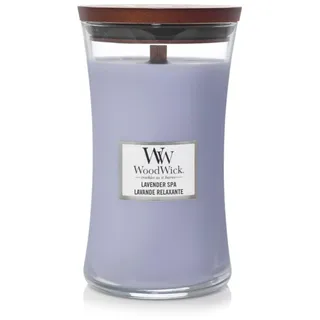 WoodWick Große Sanduhr-Duftkerze | Lavender Spa | mit knisterndem Docht | Brenndauer: bis zu 130 Stunden