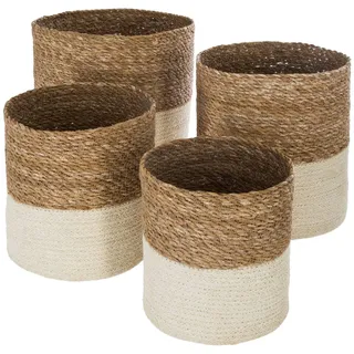 Set Aus 4 Körben Jute Weiß - Beige Strümpfe