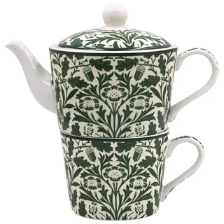 The Leonardo Collection William Morris -Teekanne für eine Person, 250 ml Tasse und 400 ml Kanne für Zuhause und Küche, schönes Geschenk für Damen und Herren, stilvolles Teekannen- und Tassen-Set