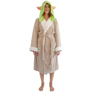 Star Wars: The Mandalorian, Grogu The Child Bademantel mit Kapuze für Damen,Baby-Yoda-Thema,leichter Fleece-Hausmantel mit Gürtel,Einheitsgröße passt den meisten Erwachsenen - Einheitsgröße Große Größen