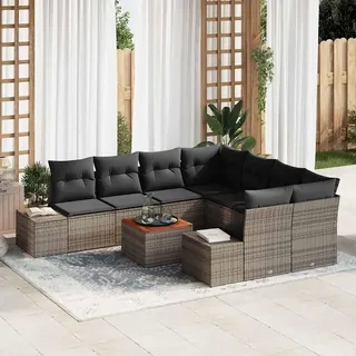 vidaXL Garten-Lounge-Set 9-tlg. grau
