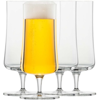 SCHOTT ZWIESEL Pilsglas Beer Basic 0,3 l (4er-Set), klassische Biertulpe mit Moussierpunkt, spülmaschinenfeste Tritan-Kristallgläser, Made in Germany (Art.-Nr. 130006)