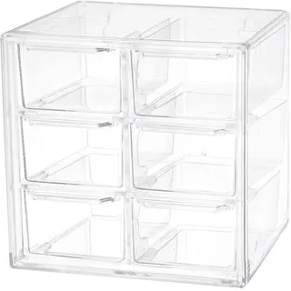 Koomiao Aufbewahrungsbox Plastik 6/9/12 Schubladen,Mini Sortierboxen Kleinteilemagazin,Klein Schubladenbox Kunststoff Desktop Aufbewahrung Organizer für Kosmetik Schmuck Schreibwaren (6 Schubladen)