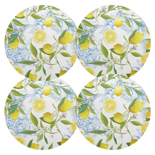 Runde Tischsets mit gelben Zitronen, 4 Stück, Küchentisch-Matten, runde Platzsets, 38,1 cm, für Esstisch, Küchendekoration