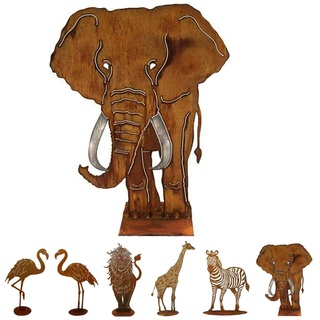 Gartenfigur Rost auf festem Stand – Hochwertig & Wetterfest - Metall Tierfigur - Edelrost Dekofigur/Tier Figur – Gartendeko/Dekoration (Elefant - Höhe 120cm)