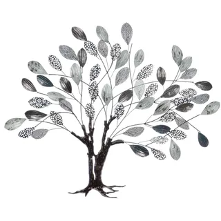 Wanddekoobjekt GILDE "Wandrelief, Baum, "Tree", Metall, grau, silberfarben", silber (grau, silberfarben), B:115cm H:102cm T:2cm, Metall, Wanddekoobjekte, Wandrelief Tree Baum Naturmotiv Wanddeko Wohnzimmer