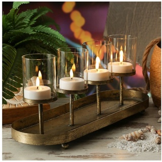 MARELIDA Kerzenhalter Kerzenständer Advent Kerzenhalter Kerzentablettt Adventskranz gold